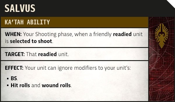 Salvus ka'tah rule card from the Adeptus Custodes codex