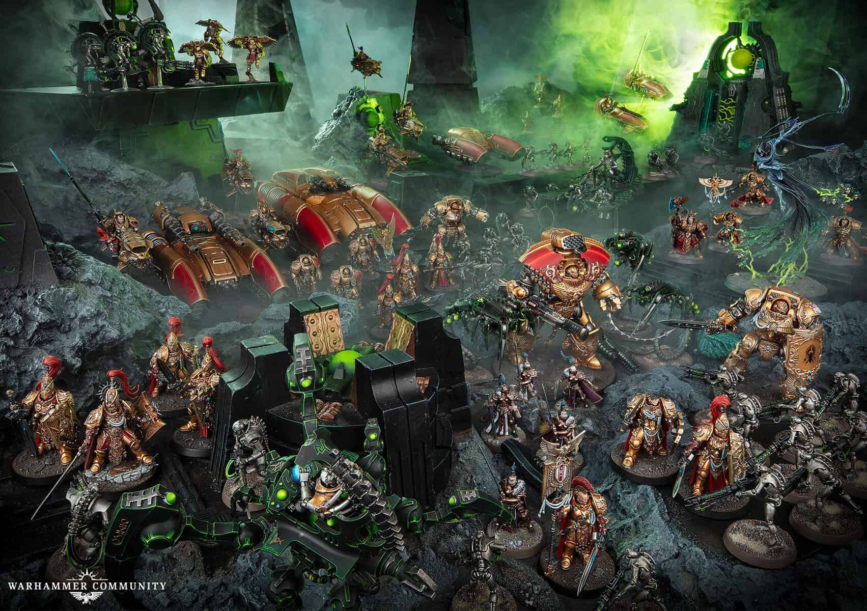 Adeptus Custodes detachments facing Necrons on the table