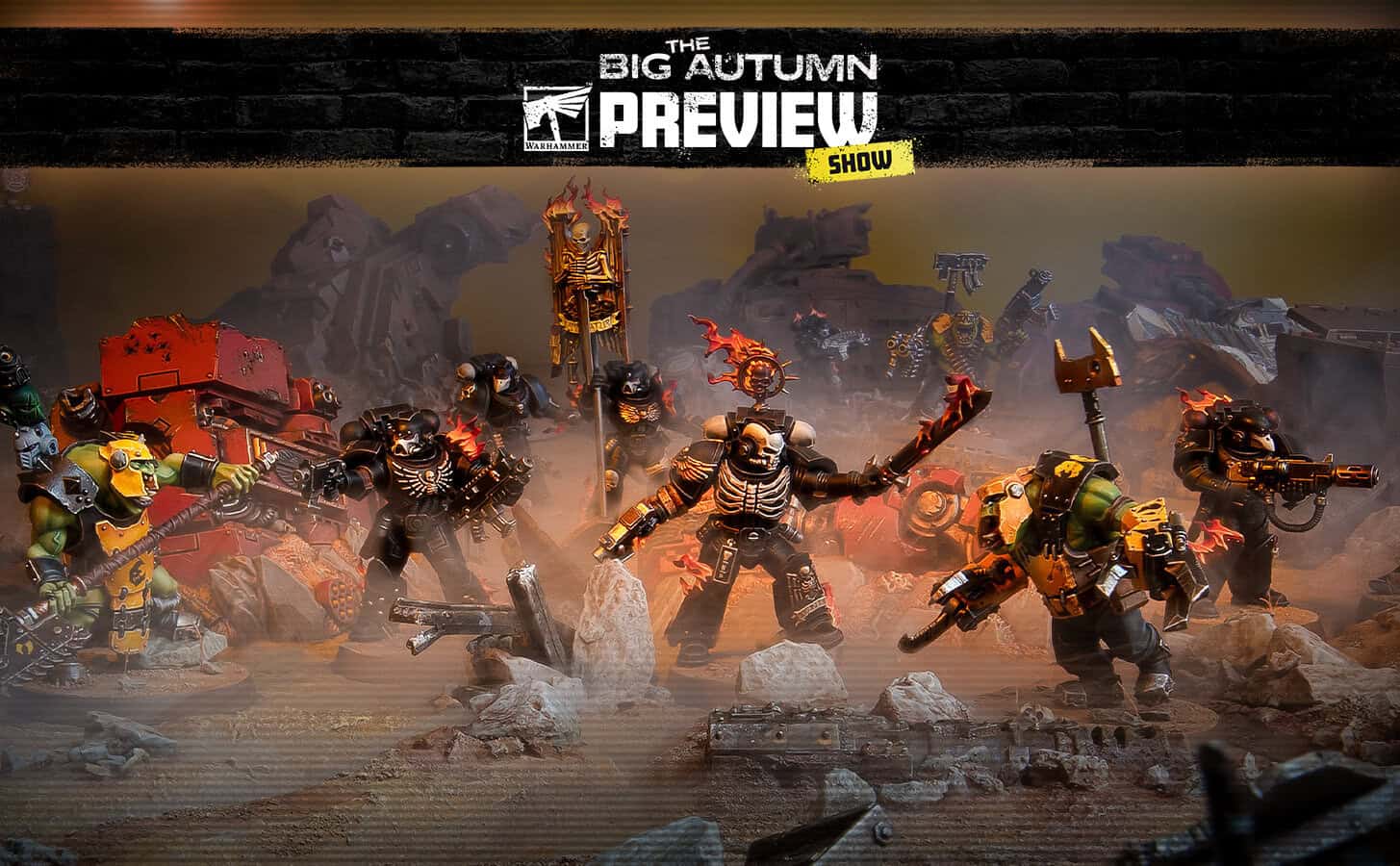 Legion of the Damned Kill Team and Ork Boss Nobz in Kill Team Armageddon