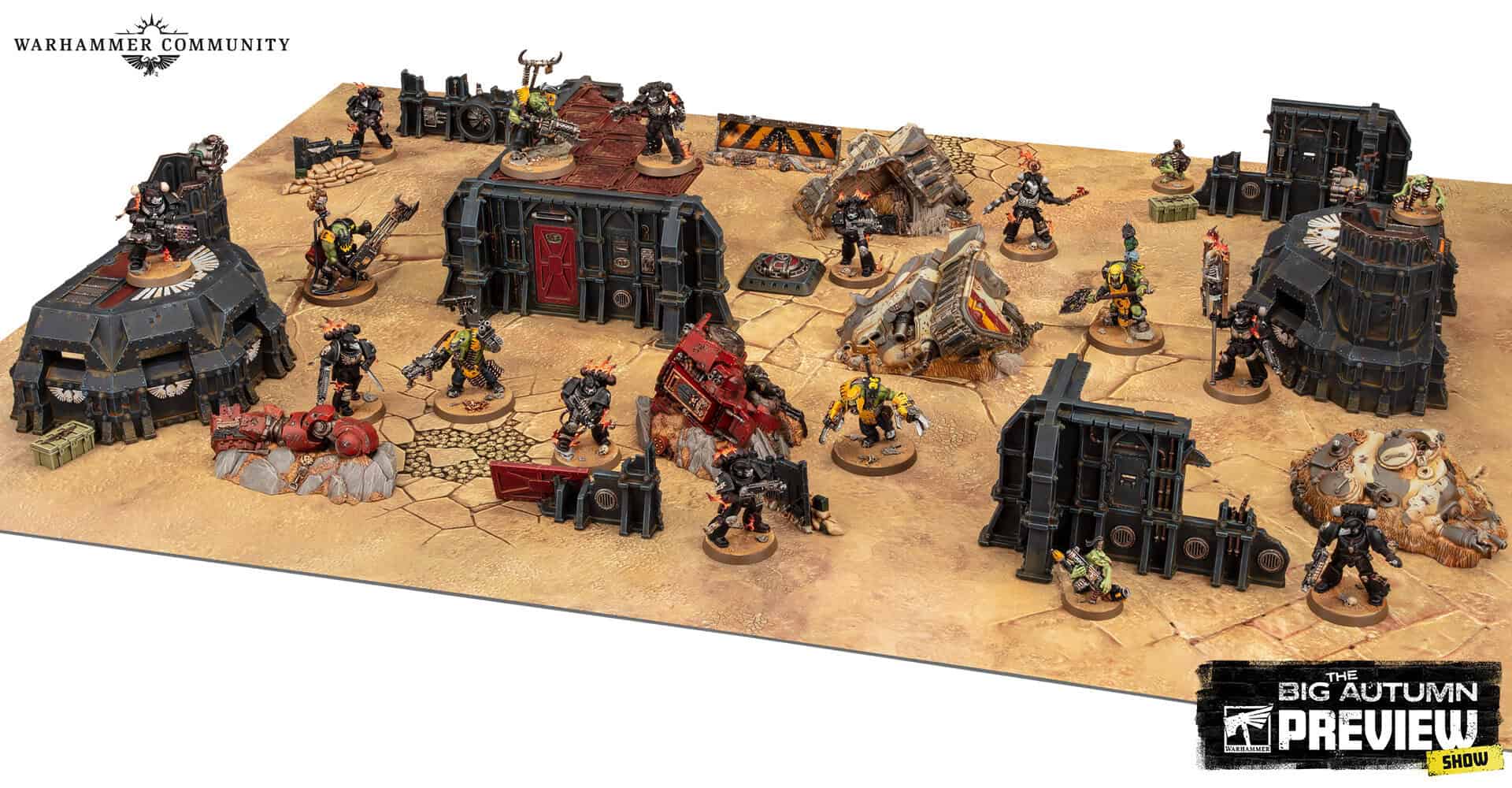 Killzone Armageddon terrain set with bunkers and wrecked vehicles