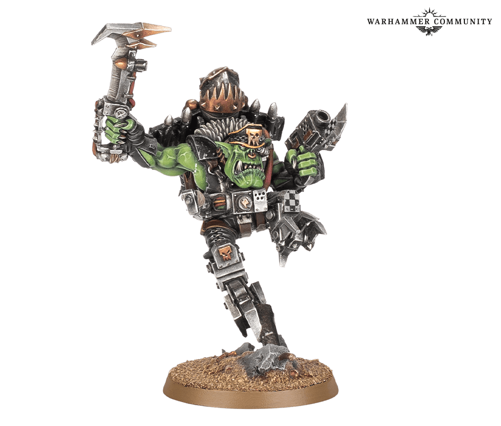 Classic metal Boss Zagstruk Ork Stormboyz leader with a rokkit pack and twin blades