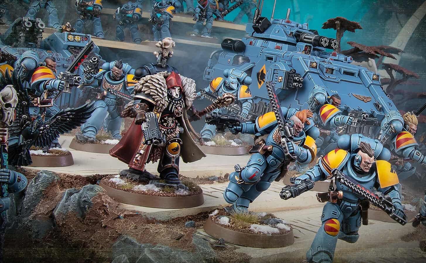 Space Wolves, Black Templars and Deathwatch Space Marines artwork from the Codex Space Marines detachment preview