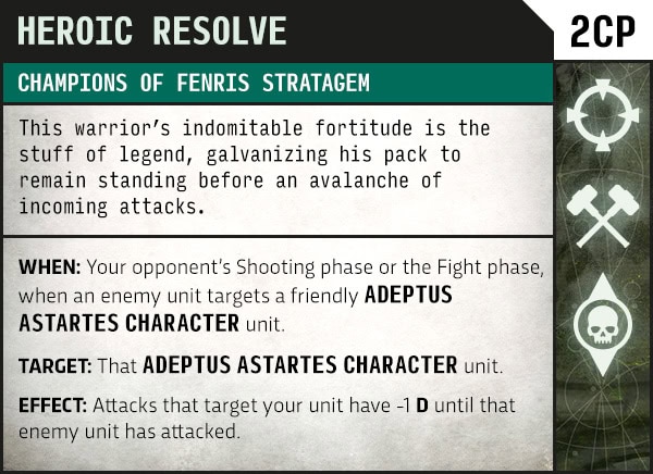 Space Wolves Stratagem rules card from the Champions of Fenris detachment