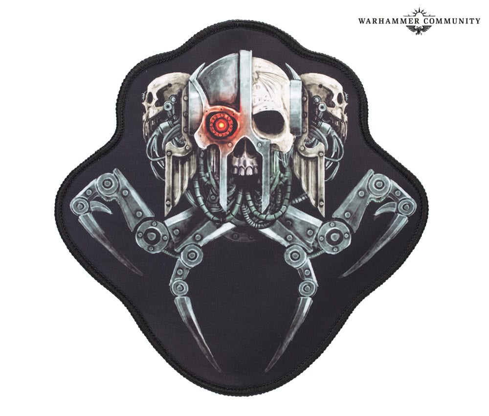 Desk mouse mat with a servo skull design