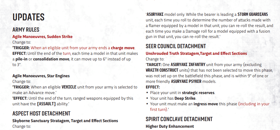 Aeldari FAQ Changes
