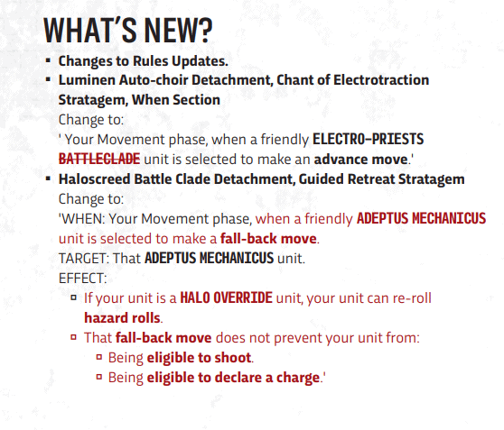 What's New For Adeptus Mechanicus Update