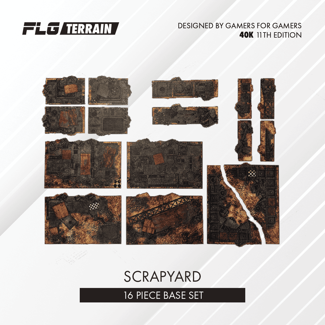 FLG Scrapyard 11th Edition full color MDF terrain bases, set of 16 footprints
