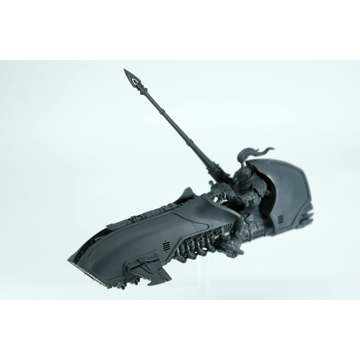 Magnetized Gyrfalcon Jetbike with the rider raising the Power Lance